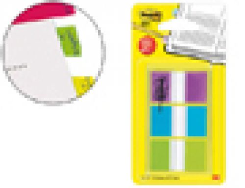 Bandas separadoras post-it index 680-roy verde azul e violeta dispensador bolsa 3x20 , Post-it , 72230 , 0051135809976